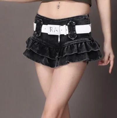 Low Waist Mini Skirt Gothic Waistband