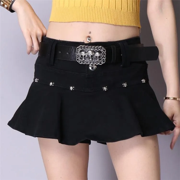 Low Waist Mini Skirt Gothic Waistband