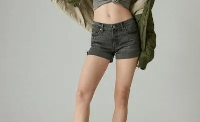 Lucky Brand Women's Mid Rise Skinny Cuffed Denim Shorts Gray Size 32