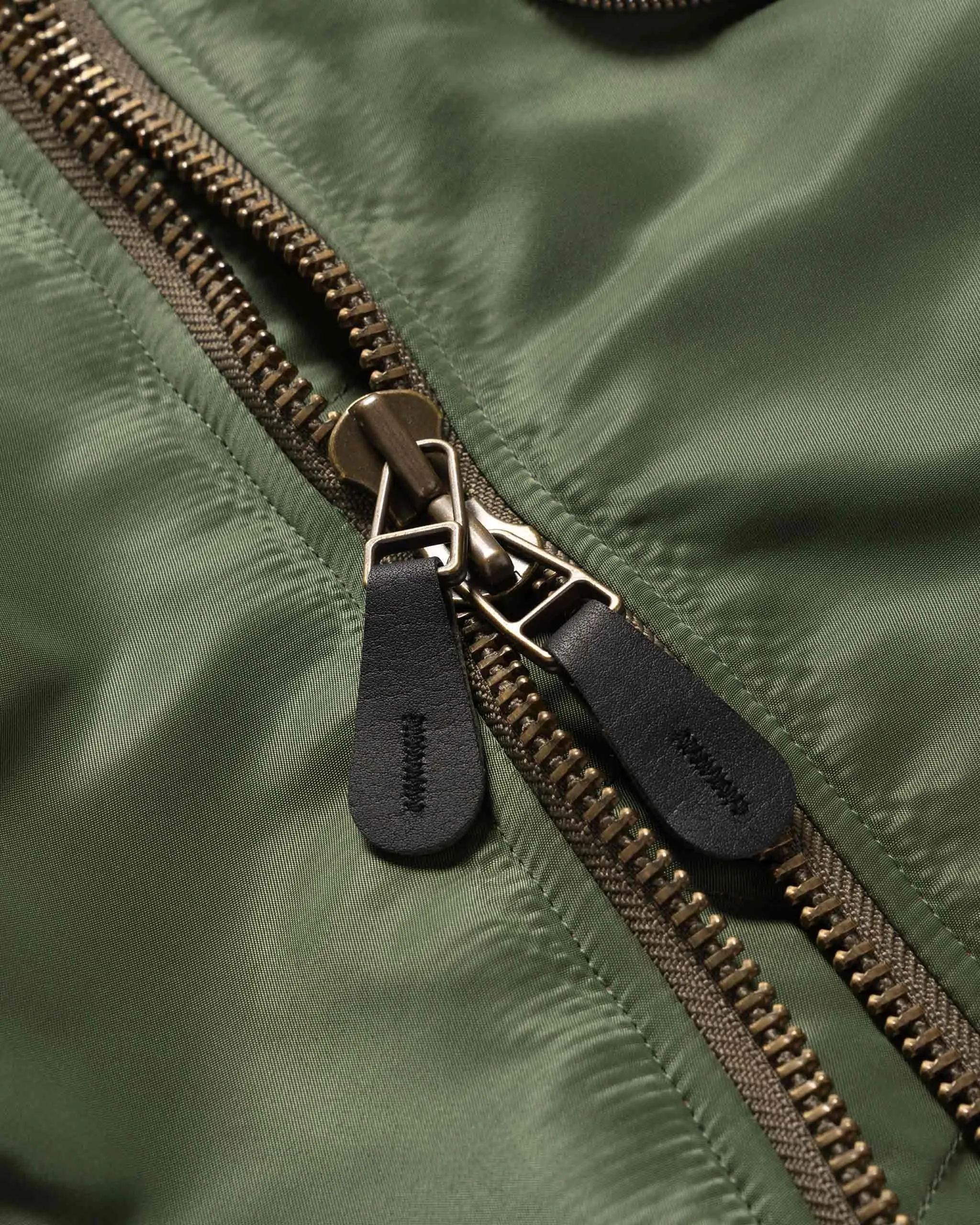 MA-1 Nylon x Crack Leather SHAM BOMBER JKT Khaki