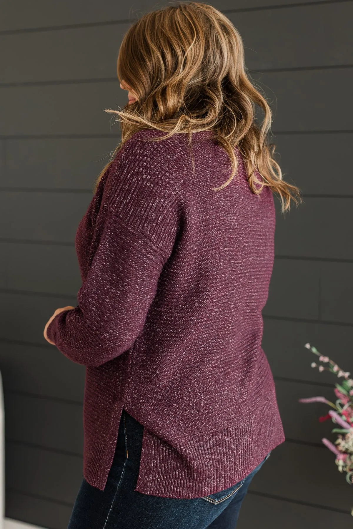 Makes Sense Knit Sweater- Dark Plum