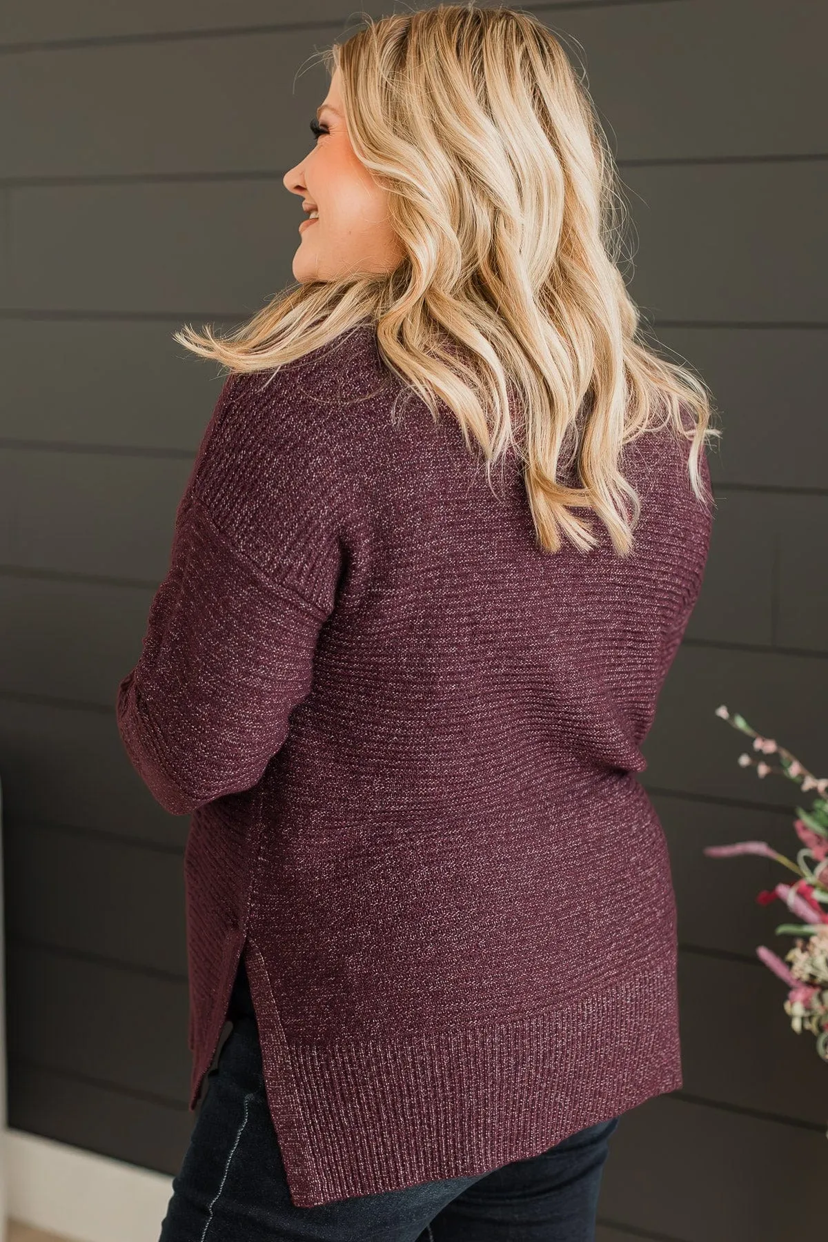 Makes Sense Knit Sweater- Dark Plum