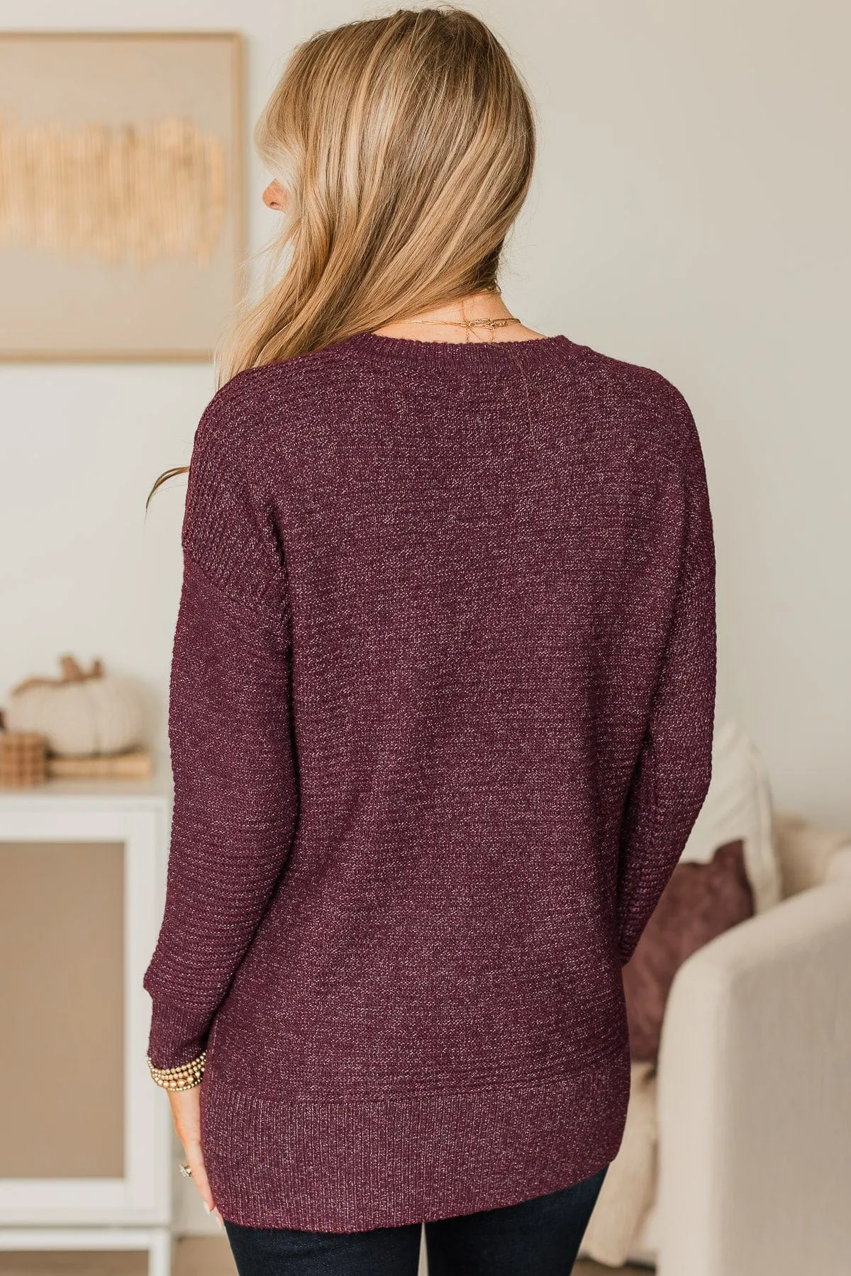 Makes Sense Knit Sweater- Dark Plum