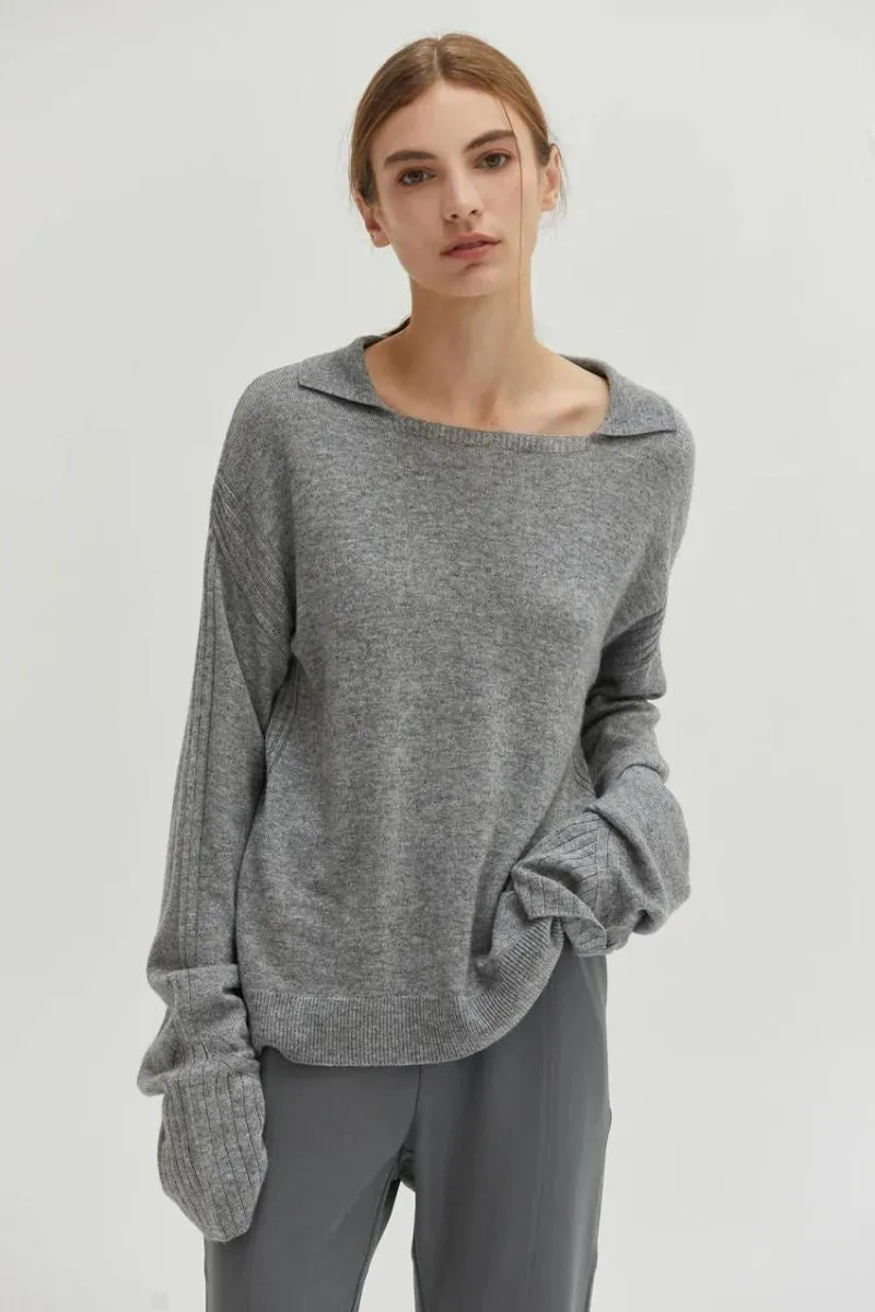 Maline Cashmere Softened Collared Sweater Top