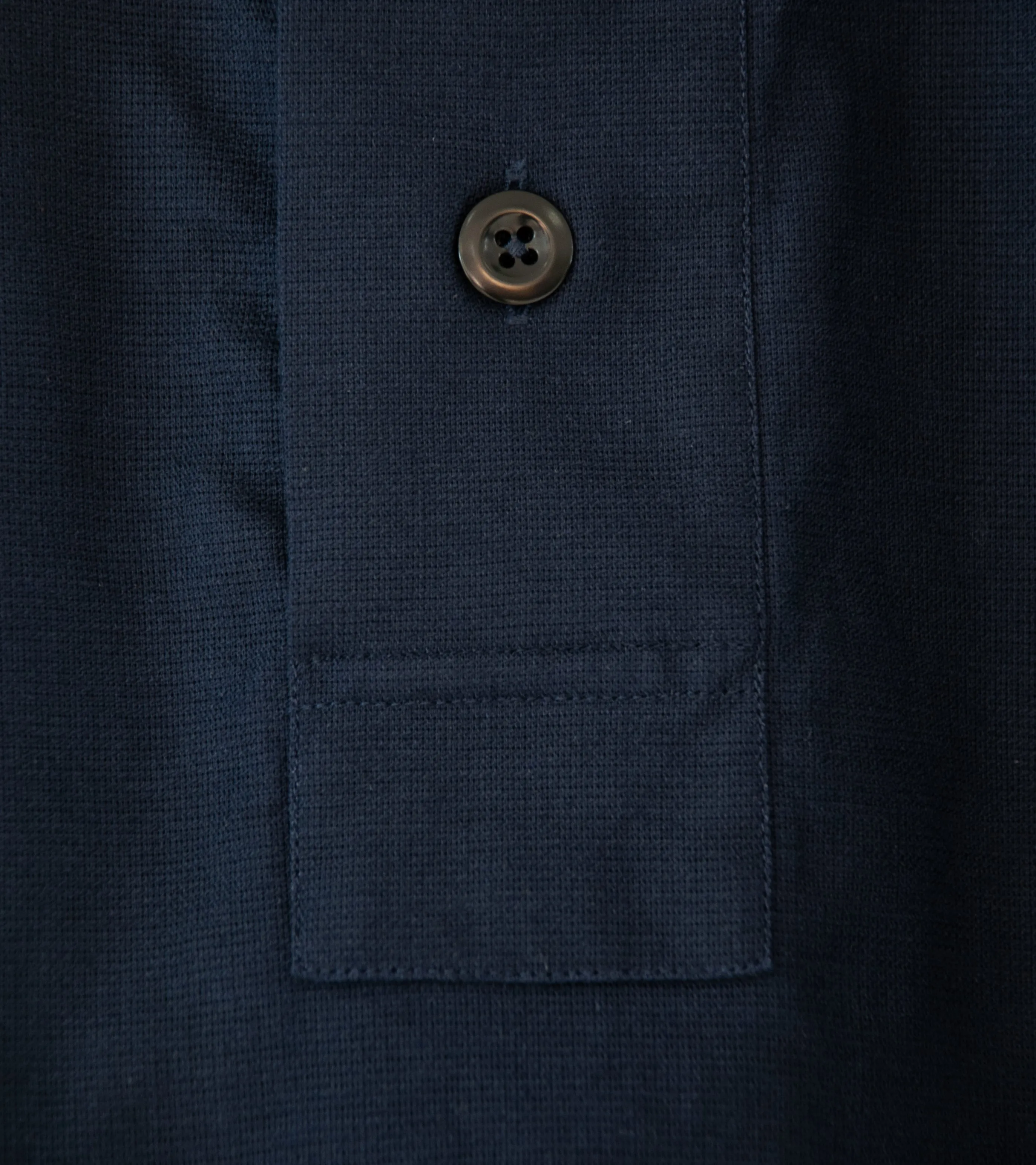 Margaret Howell 'MHL Offset Placket Polo' (Ink Textured Cotton)