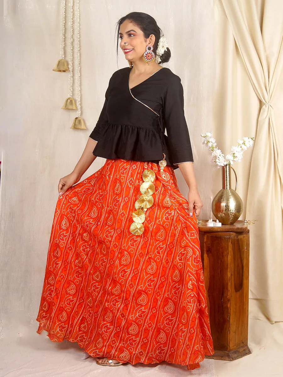 Mastani Bandhej Skirt in Kota Silk