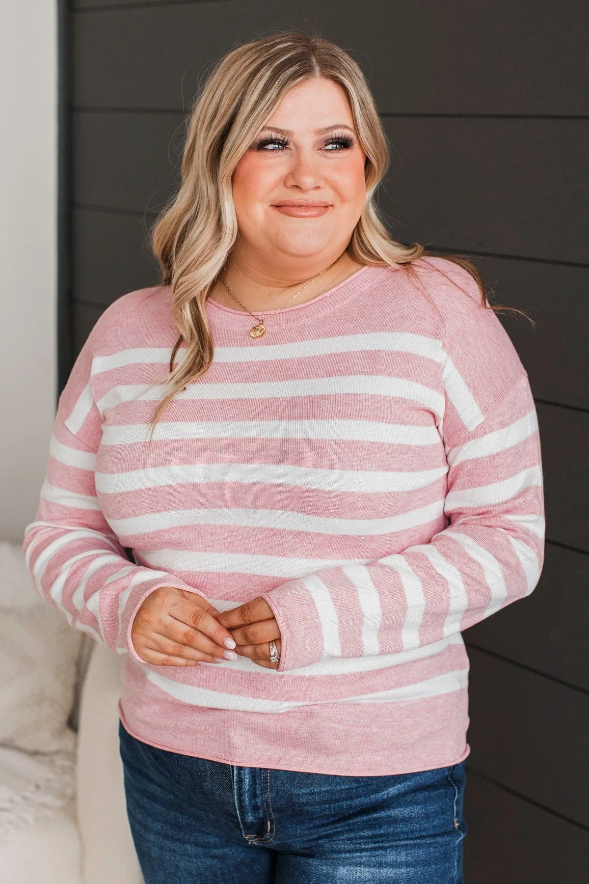 Meant To Mesmerize Striped Sweater- Pink