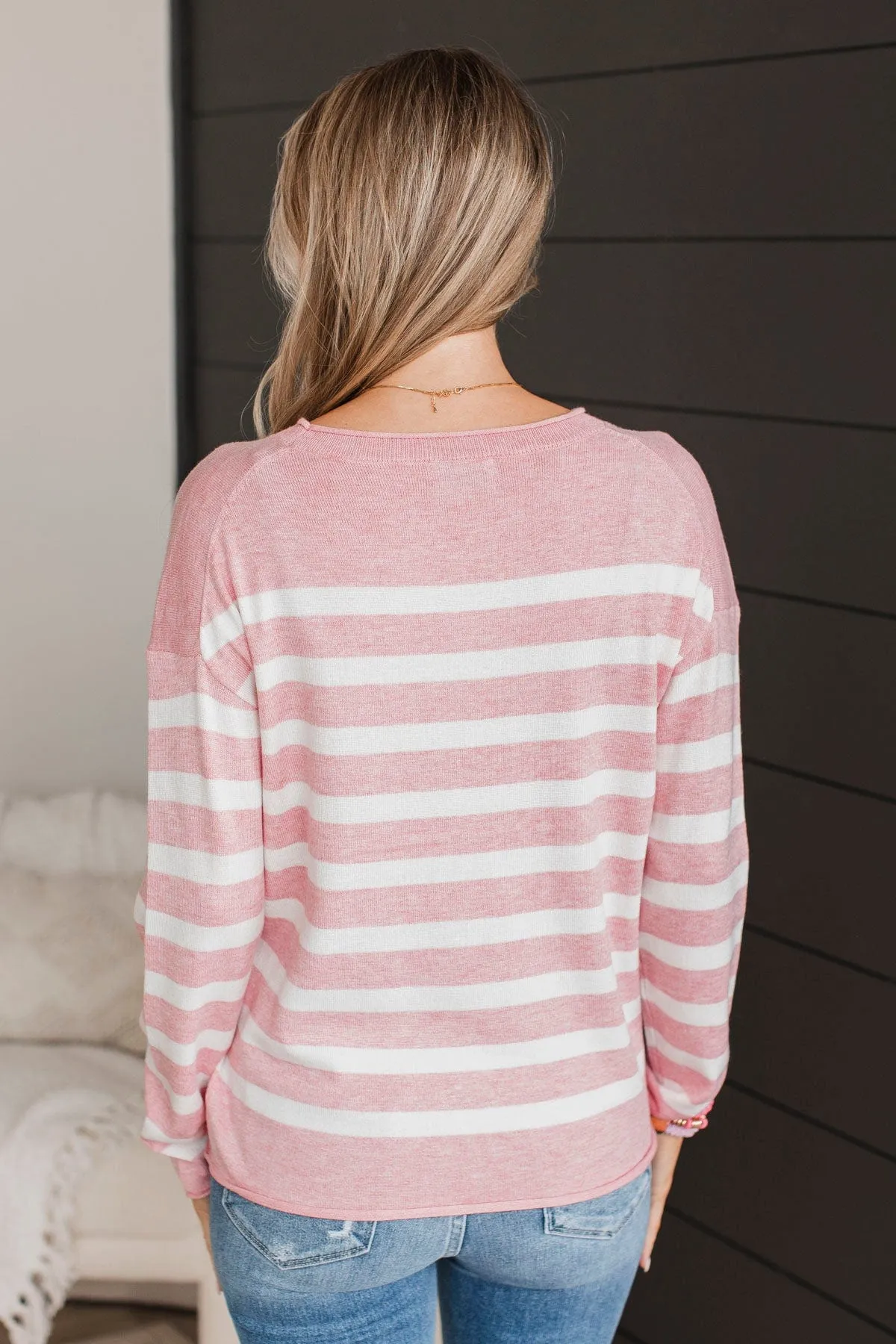 Meant To Mesmerize Striped Sweater- Pink