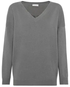 Medium Grey Monili V Neck Sweater