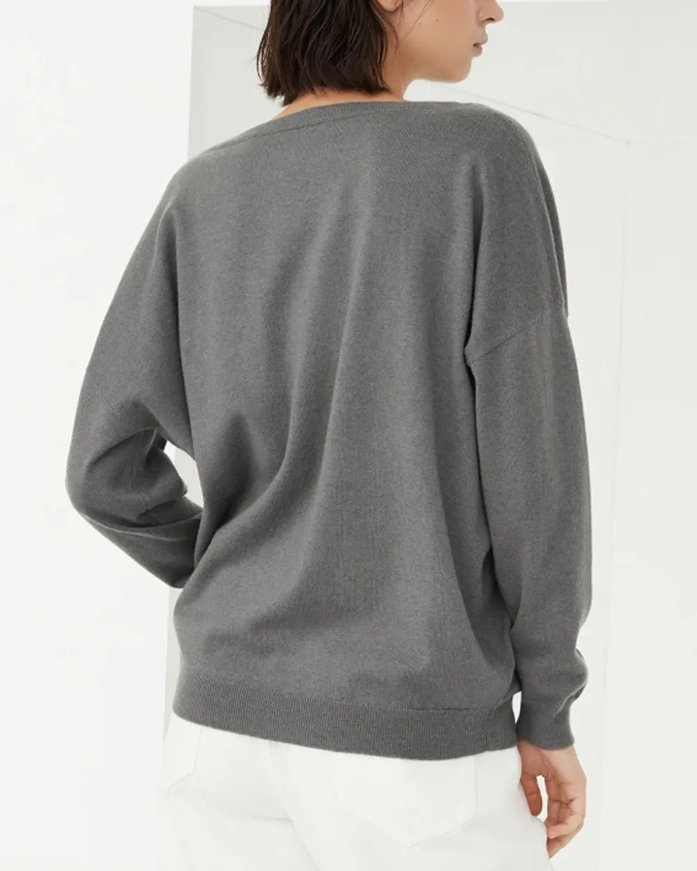 Medium Grey Monili V Neck Sweater