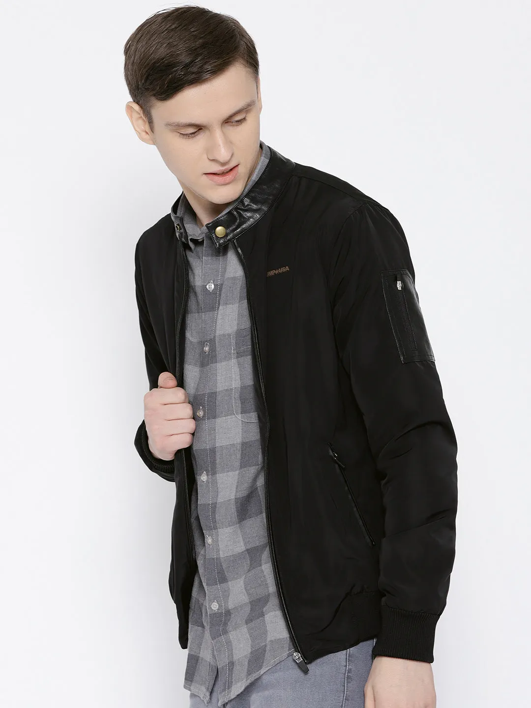 Men Black Solid Open Front Jacket