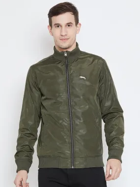 Men Casual Olive Bomber Jacket