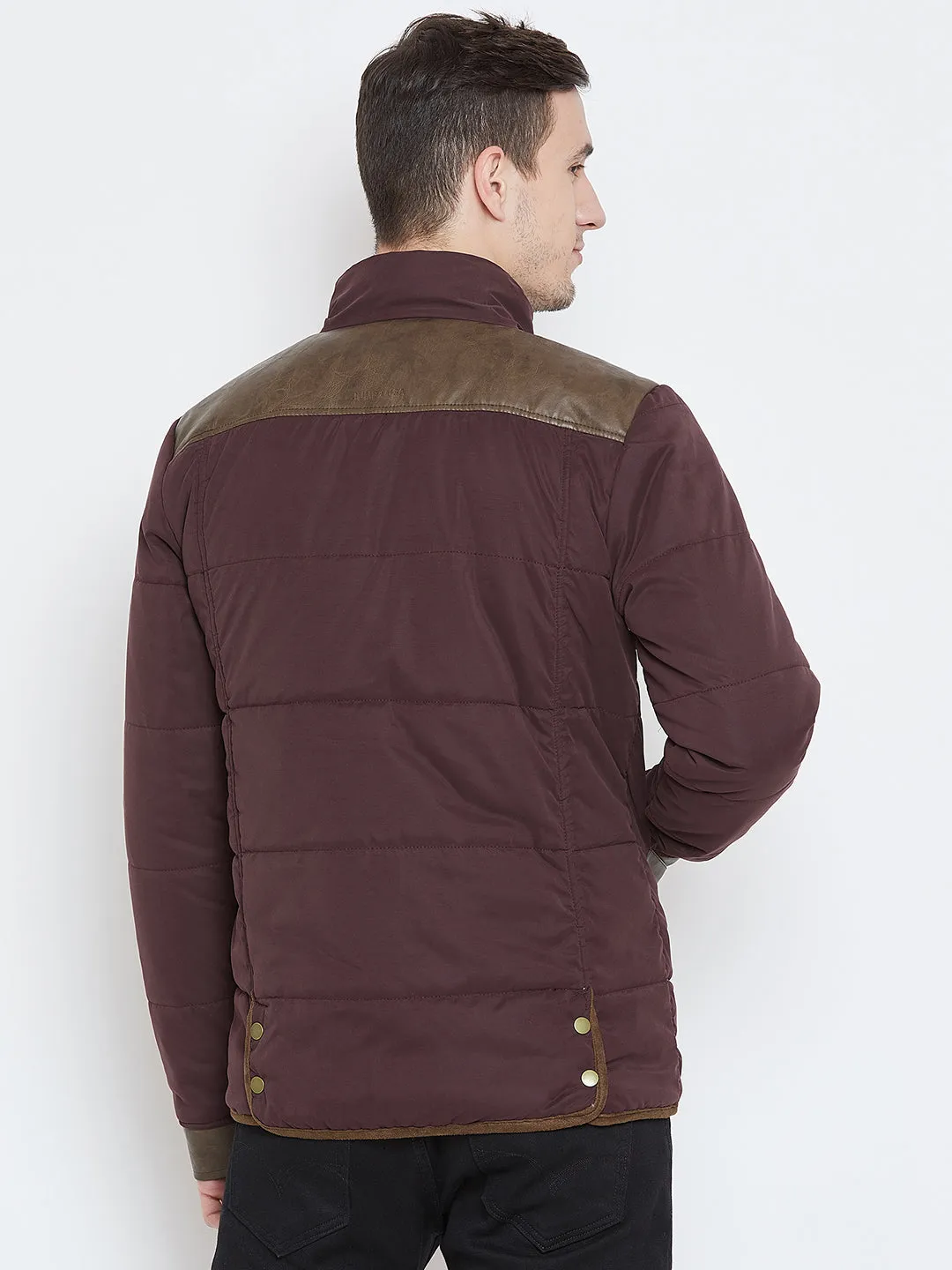 Men Casual Wine Padded Jacket