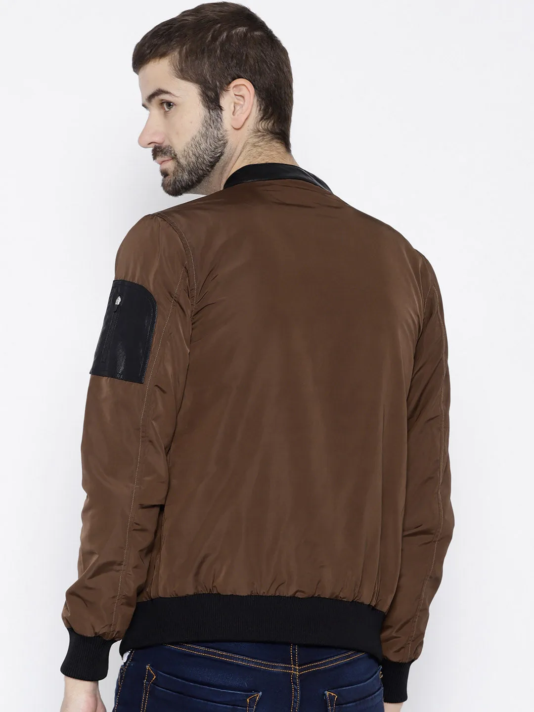 Men Copper Solid Open Front Jacket