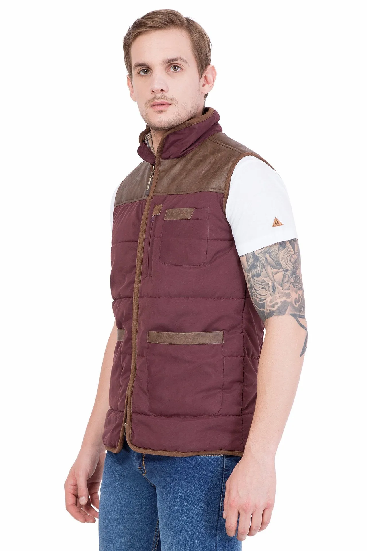 Men Half Sleeve Zipper Jacket