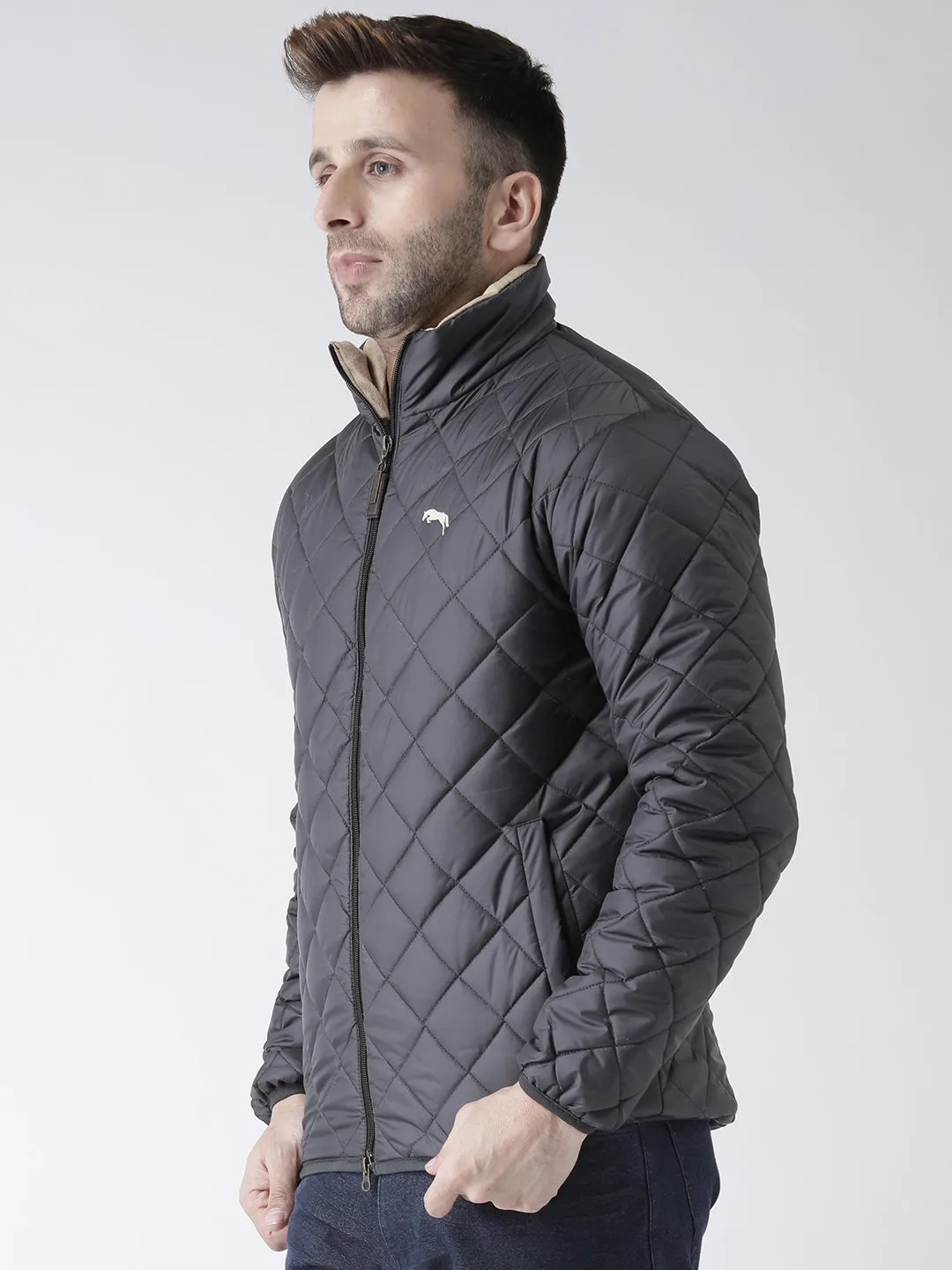 Men Solid Casual Padded Jacket