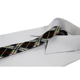 Mens Black, Red & Yellow Plaid 5cm Skinny Neck Tie