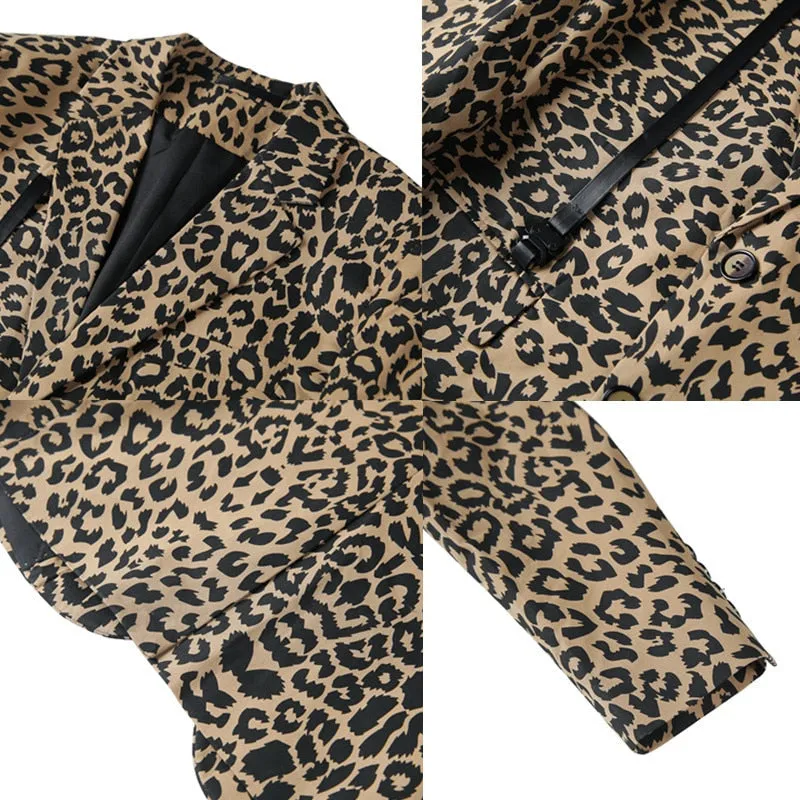 Men's Casual Vintage Style Leopard Pattern British Suit Blazer Jacket