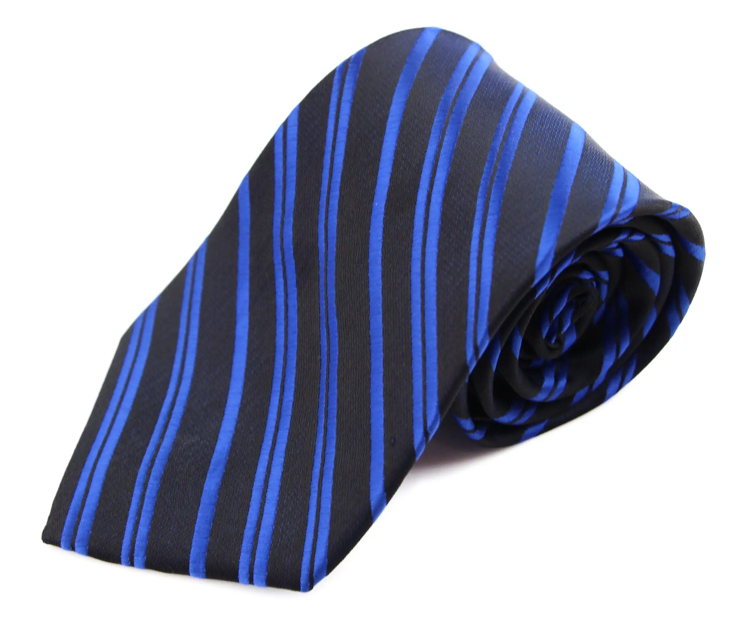 Mens Navy & Royal Blue Striped 8cm Patterned Neck Tie