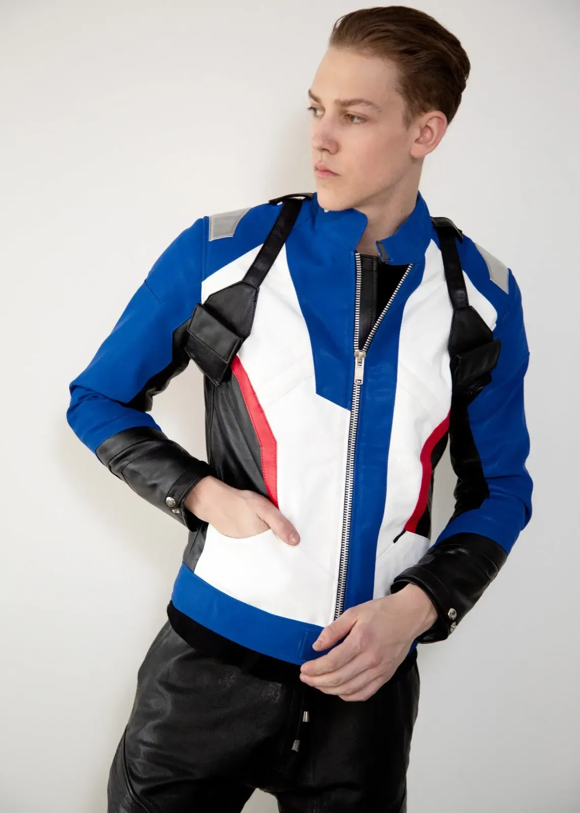 Mens Soldier 76 Blue Leather Jacket | LucaJackets