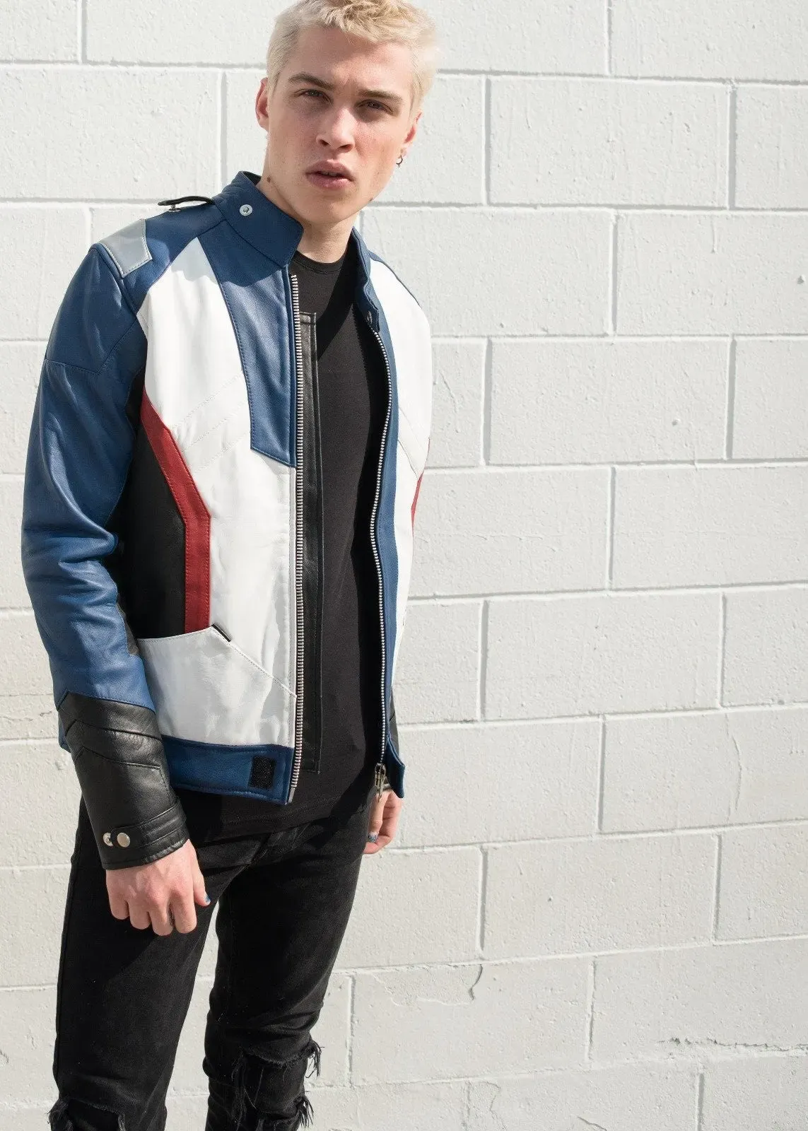 Mens Soldier 76 Blue Leather Jacket | LucaJackets