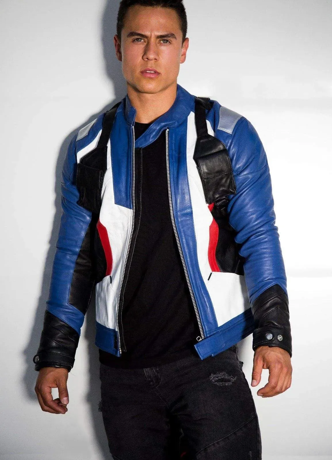 Mens Soldier 76 Blue Leather Jacket | LucaJackets