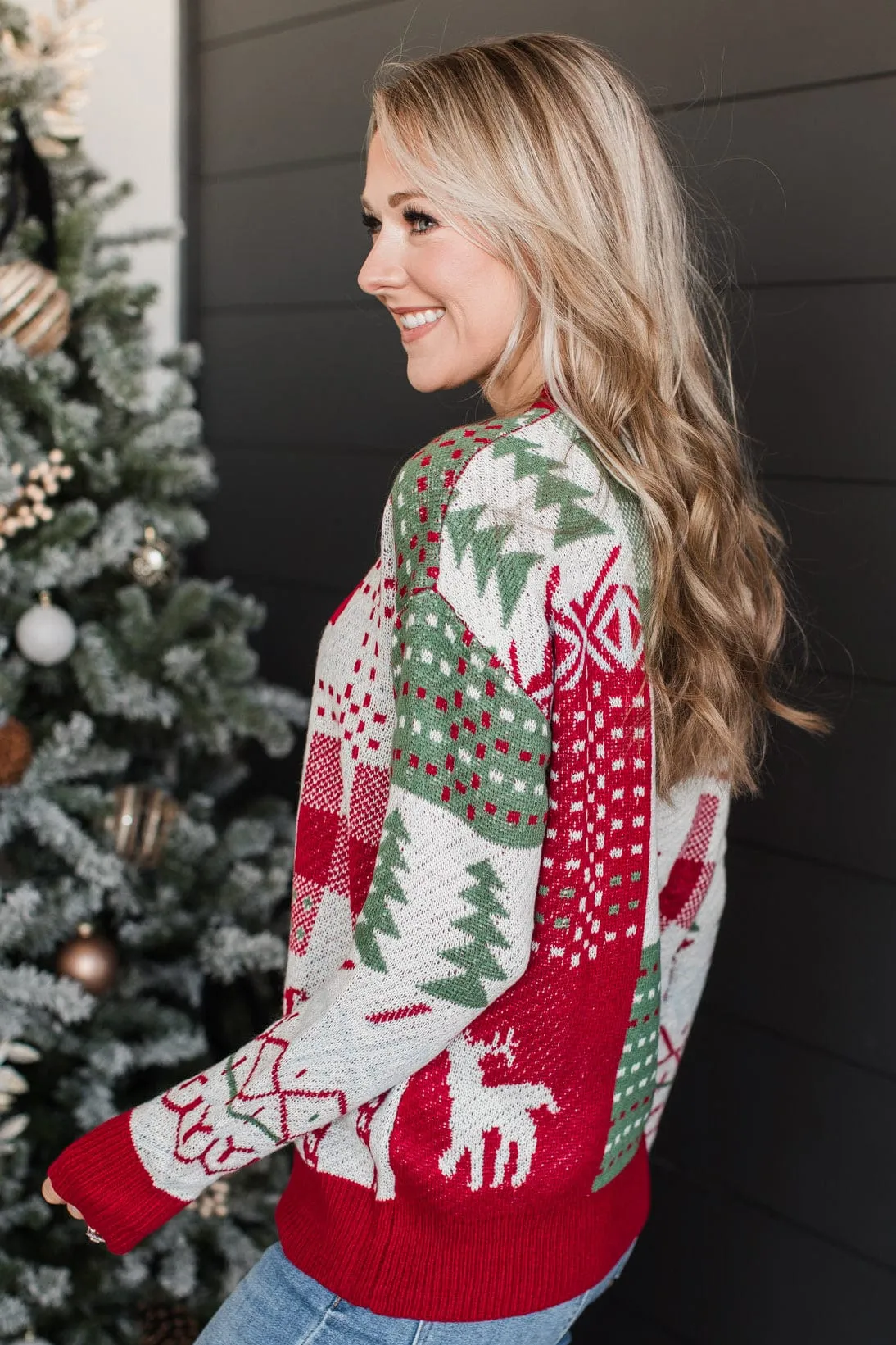 Merry Everything Knit Sweater- Red & Green