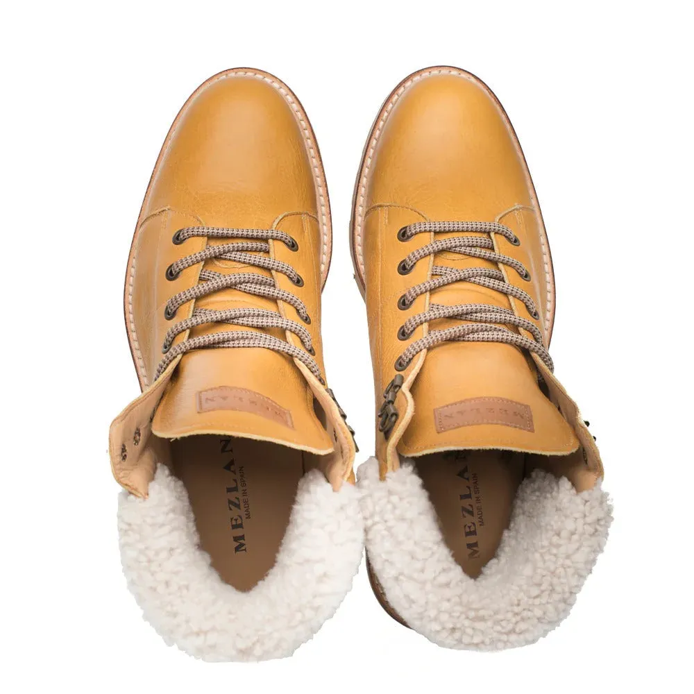 Mezlan R20412 Men's Shoes Mustard Calf-Skin Leather Shearling Alpine Boots (MZ3549)