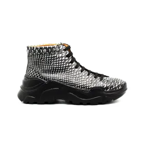 Mister Femes Men's Shoes Snake-Print Leather Boots (MIS1150)