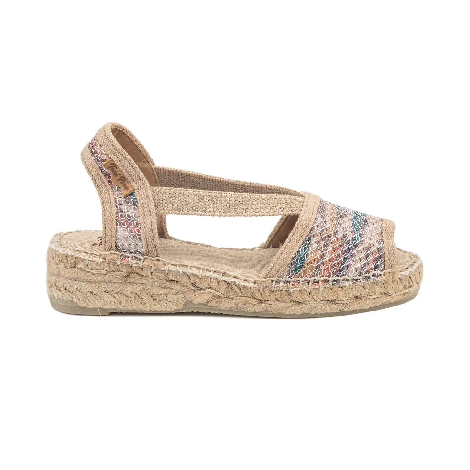 Multicolor Cotton Blend Wedge Espadrille for Kids - Eli-S