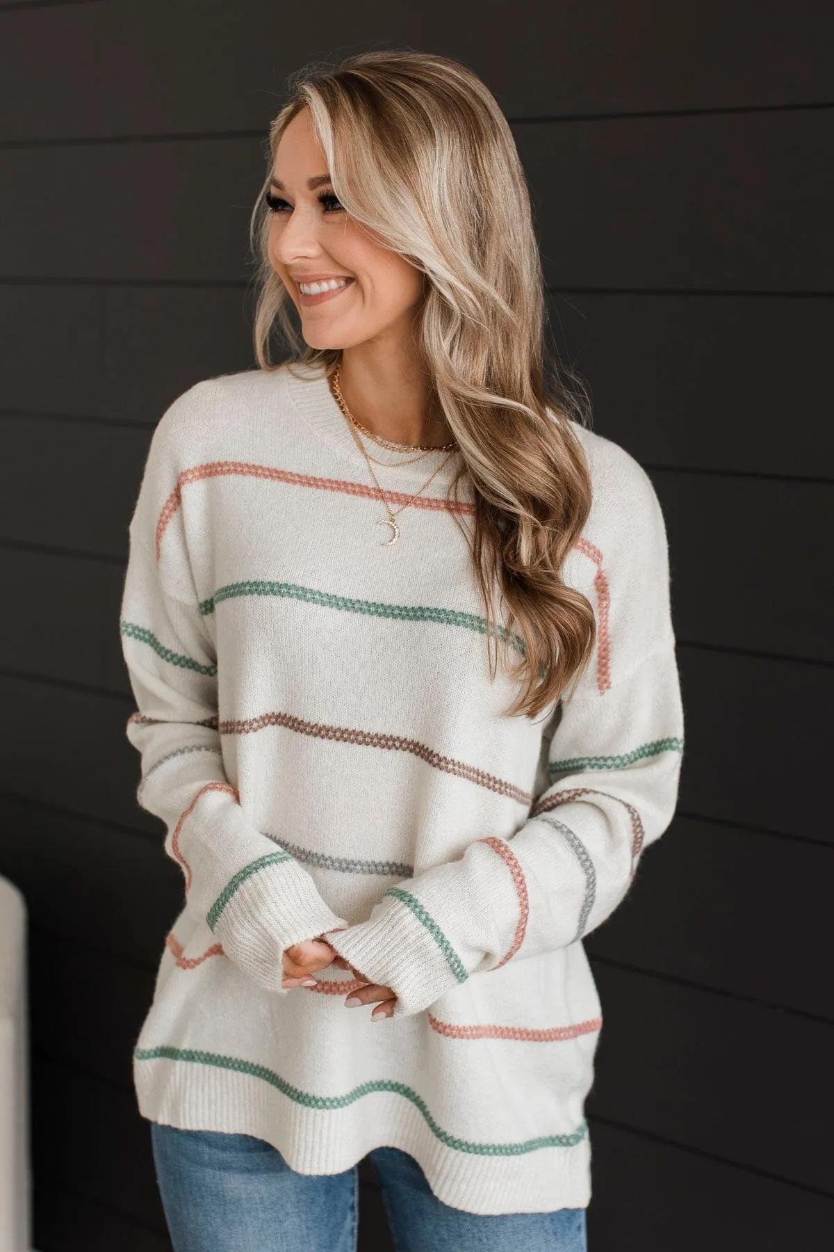 Nobody But Us Striped Sweater- Ivory