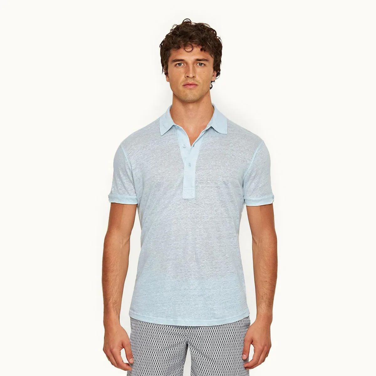 Orlebar Brown - Sebastian Linen Polo in Island Sky