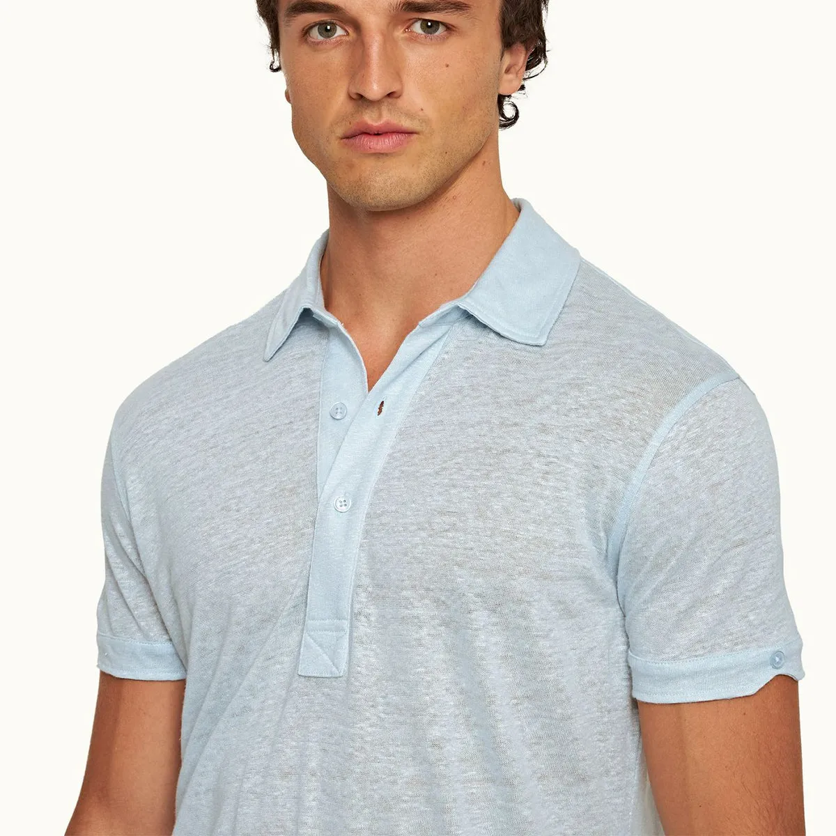 Orlebar Brown - Sebastian Linen Polo in Island Sky