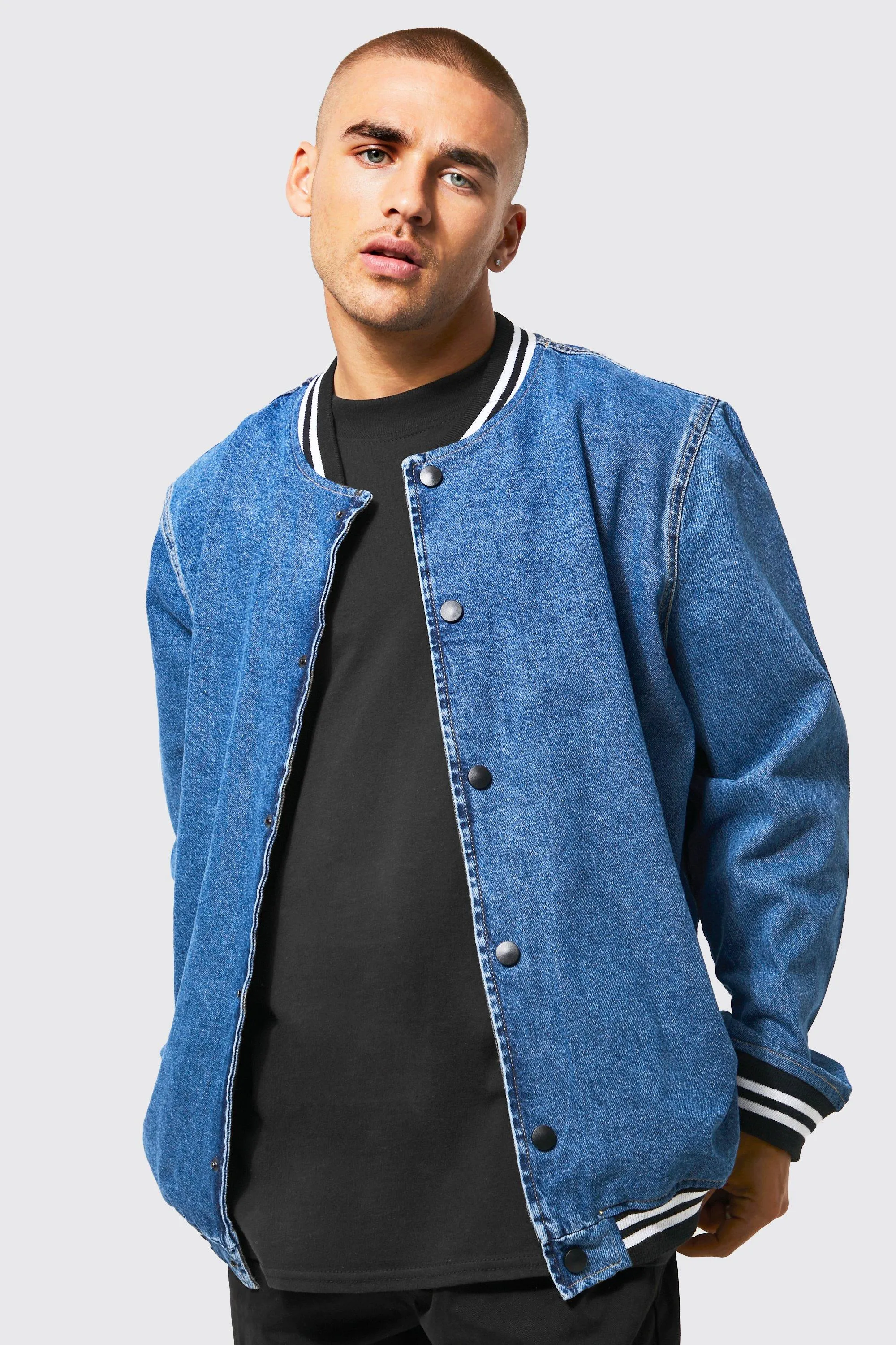 Oversized Denim Bomber Jacket