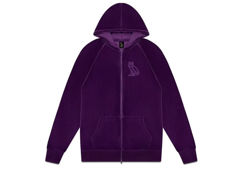 OVO Velour Zip Hoodie Purple