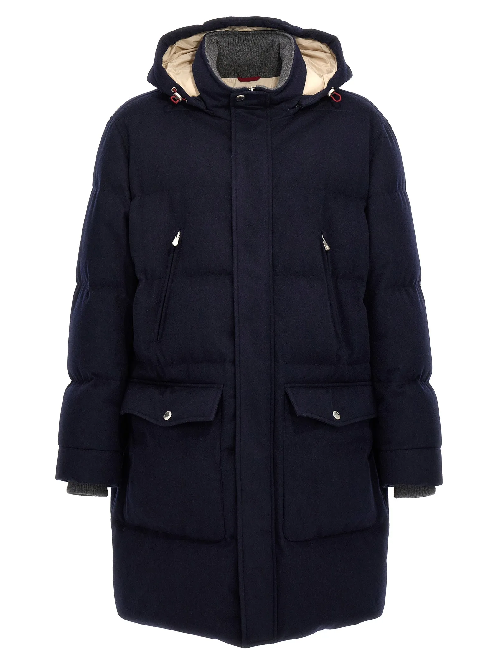 Padded Wool Long Down Jacket Casual Jackets, Parka Blue