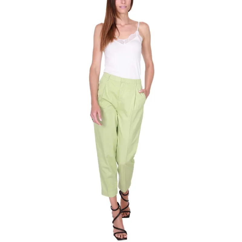 PANTALONE CHINO IN MISTO LINO E COTONE, VERDE