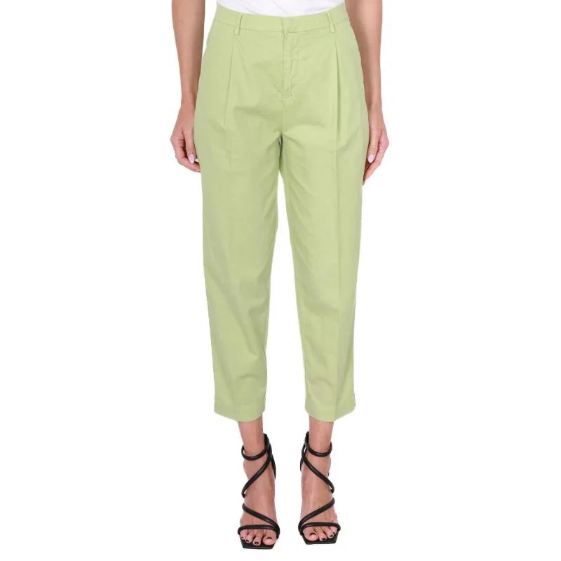 PANTALONE CHINO IN MISTO LINO E COTONE, VERDE