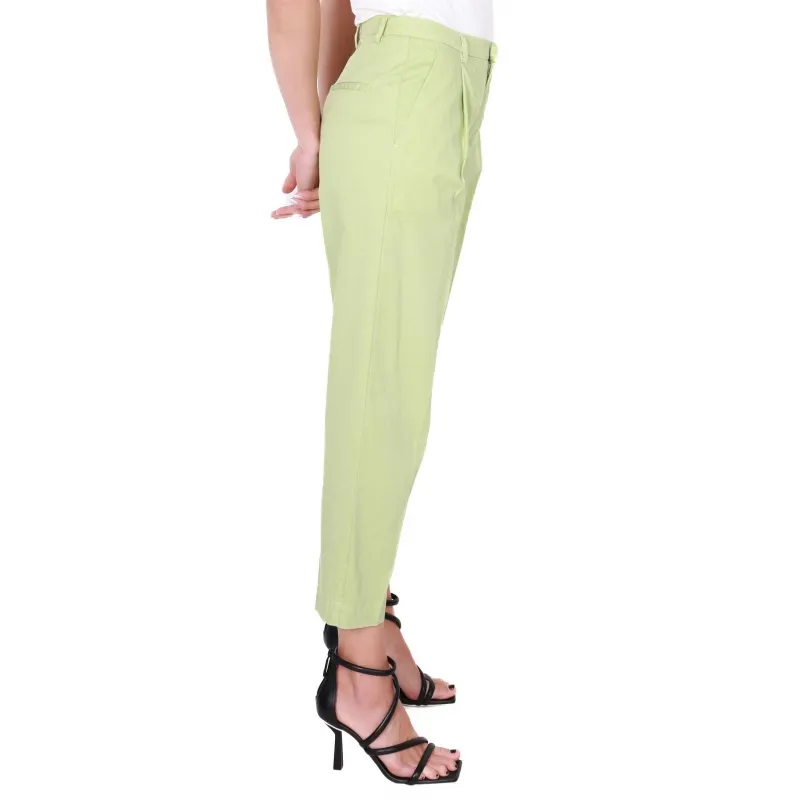 PANTALONE CHINO IN MISTO LINO E COTONE, VERDE