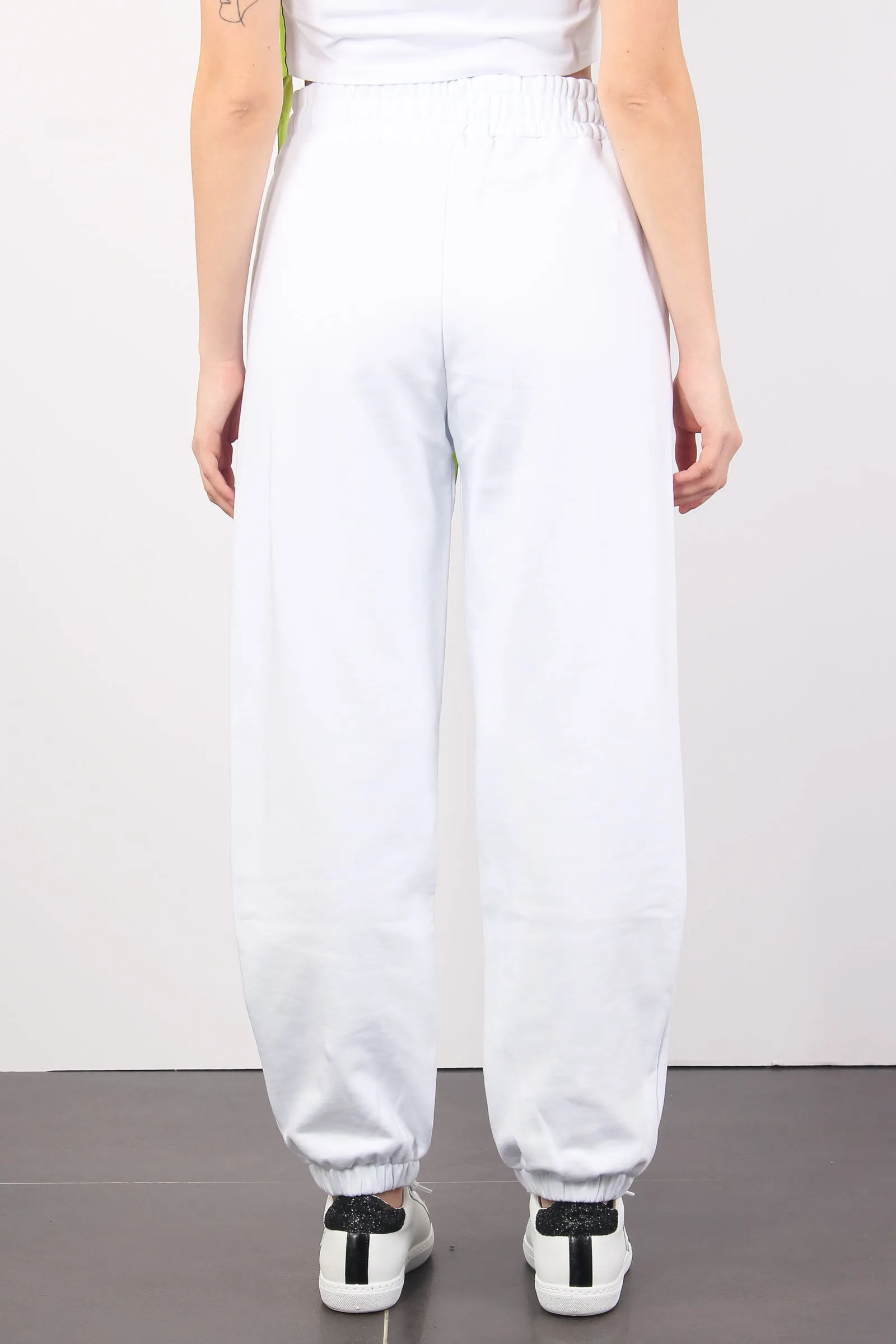 Pantalone Felpa Banda Logo Bianco