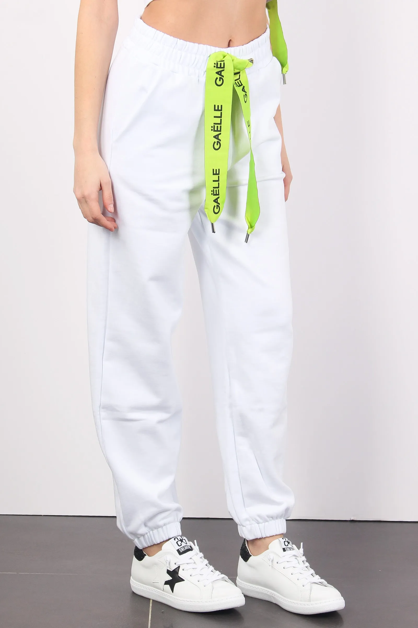 Pantalone Felpa Banda Logo Bianco