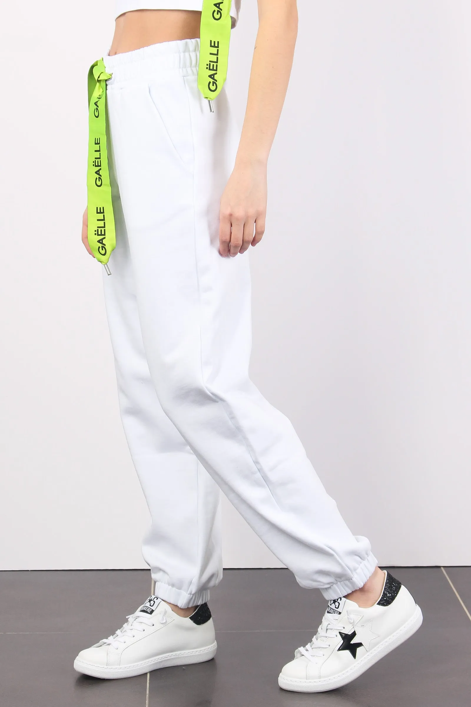 Pantalone Felpa Banda Logo Bianco