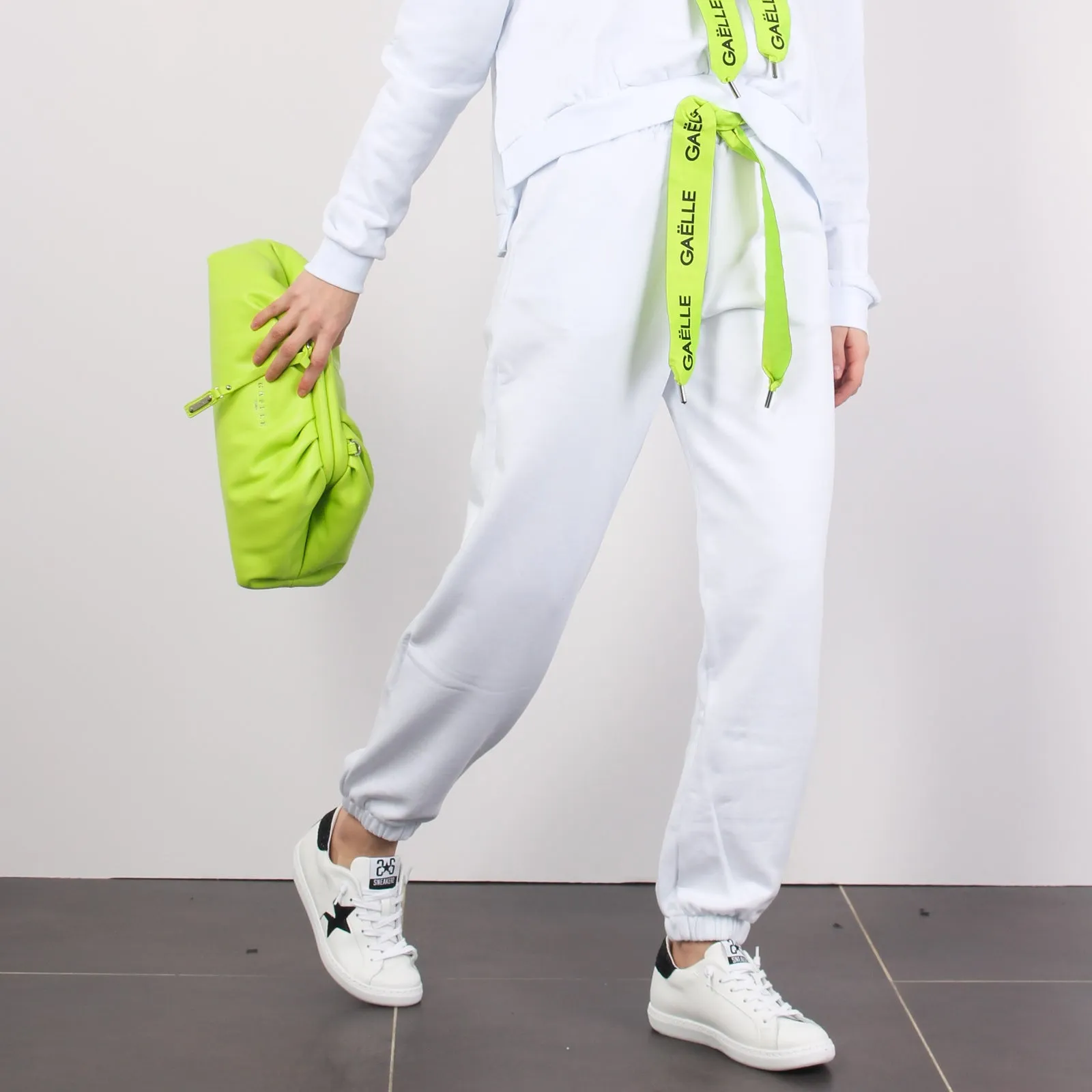 Pantalone Felpa Banda Logo Bianco