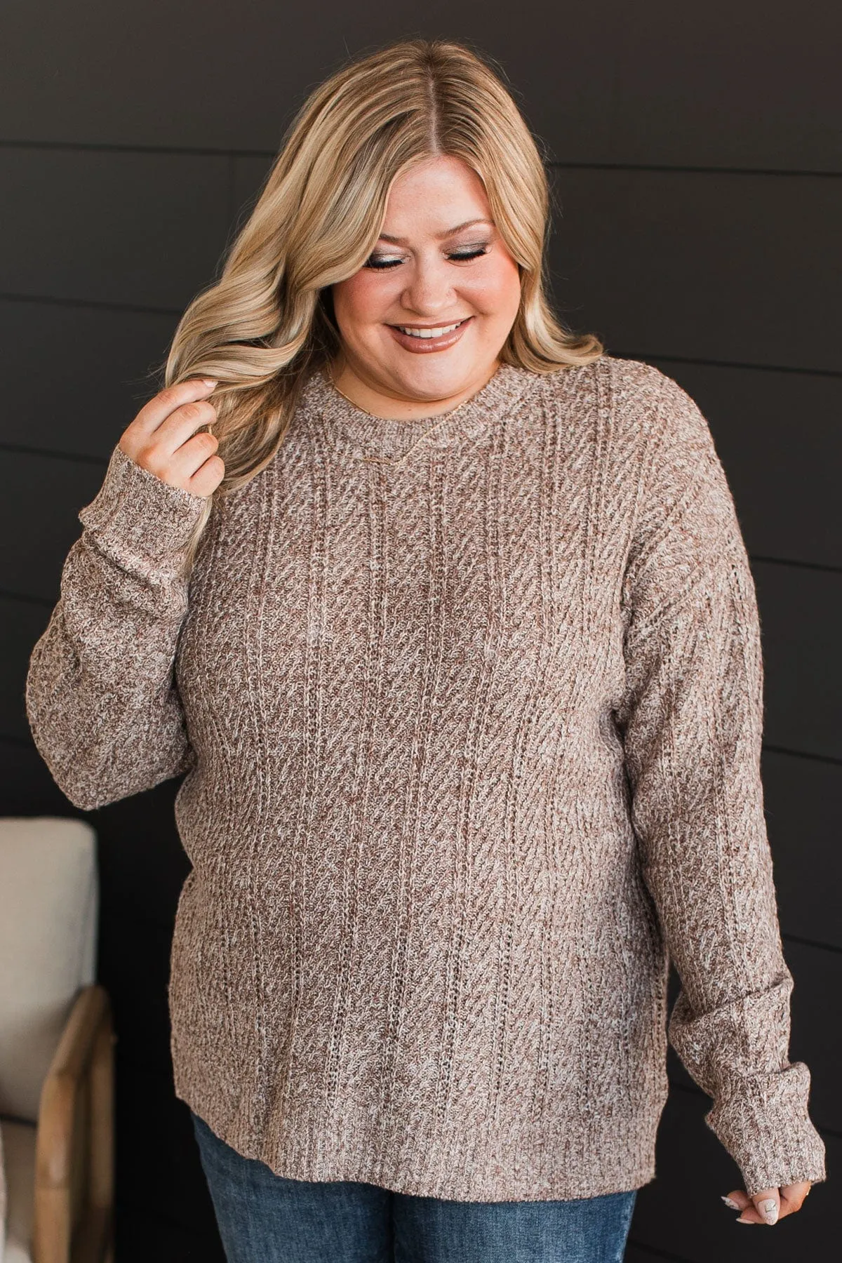 Pique Your Interest Knit Sweater- Brown