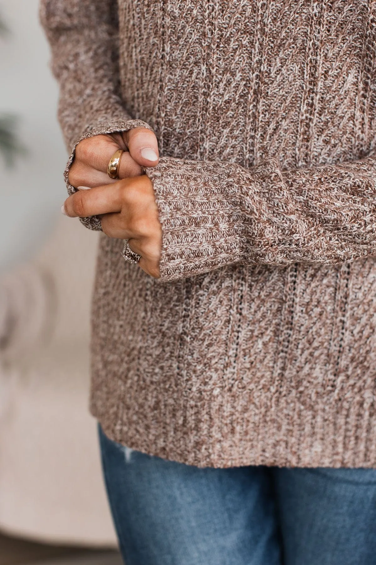 Pique Your Interest Knit Sweater- Brown