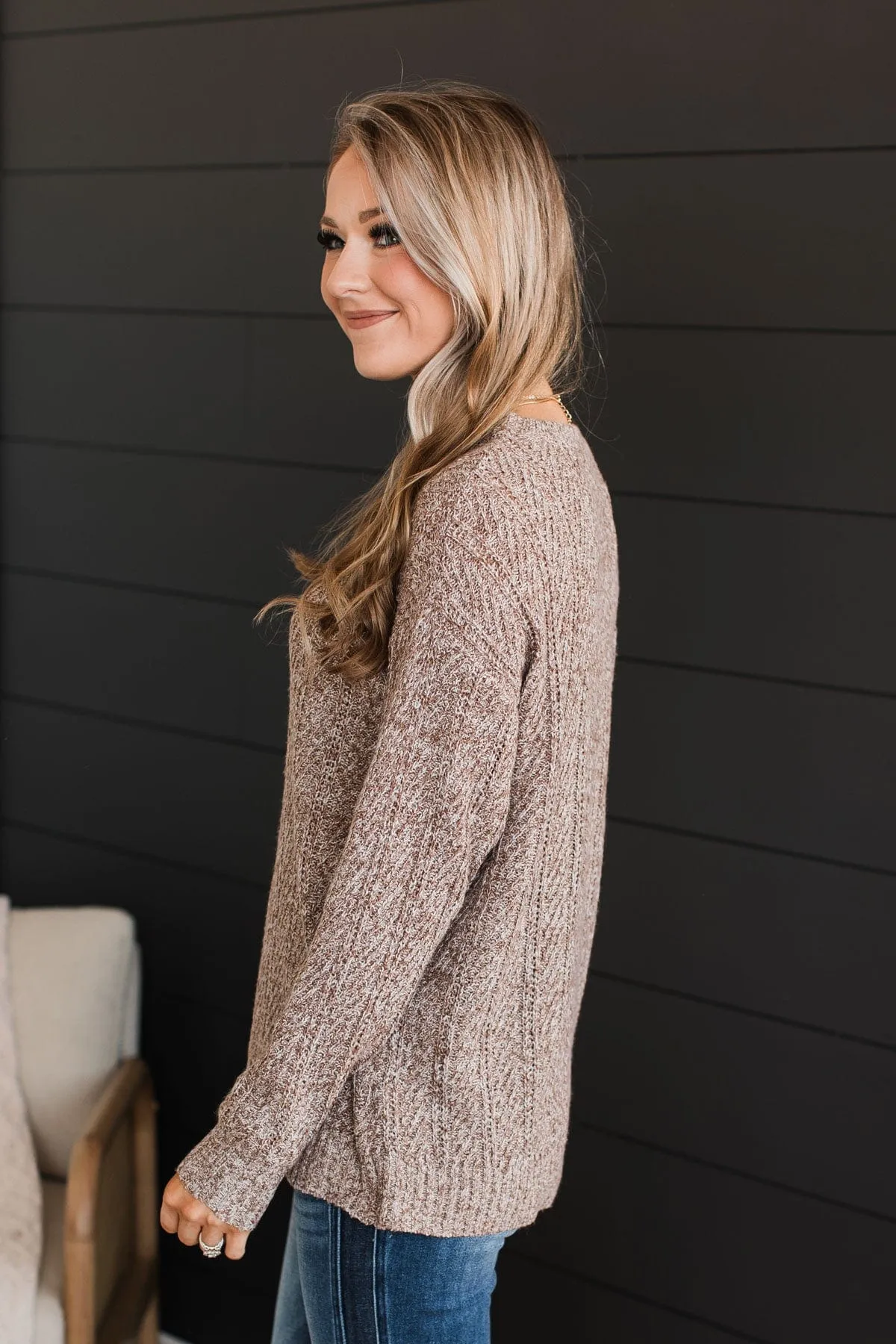 Pique Your Interest Knit Sweater- Brown