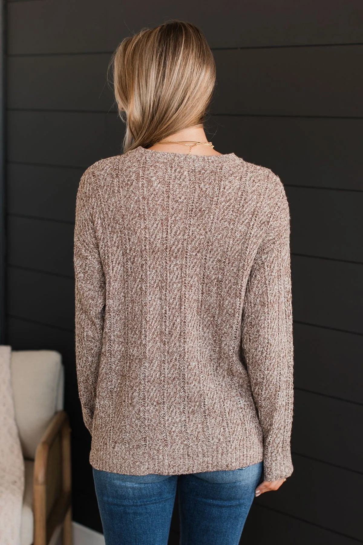 Pique Your Interest Knit Sweater- Brown