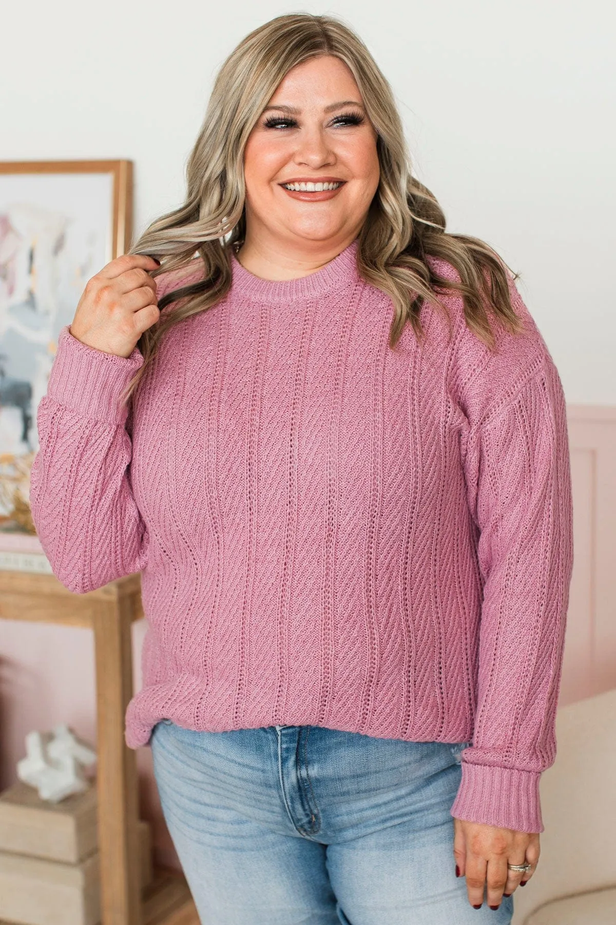 Pique Your Interest Knit Sweater- Pink