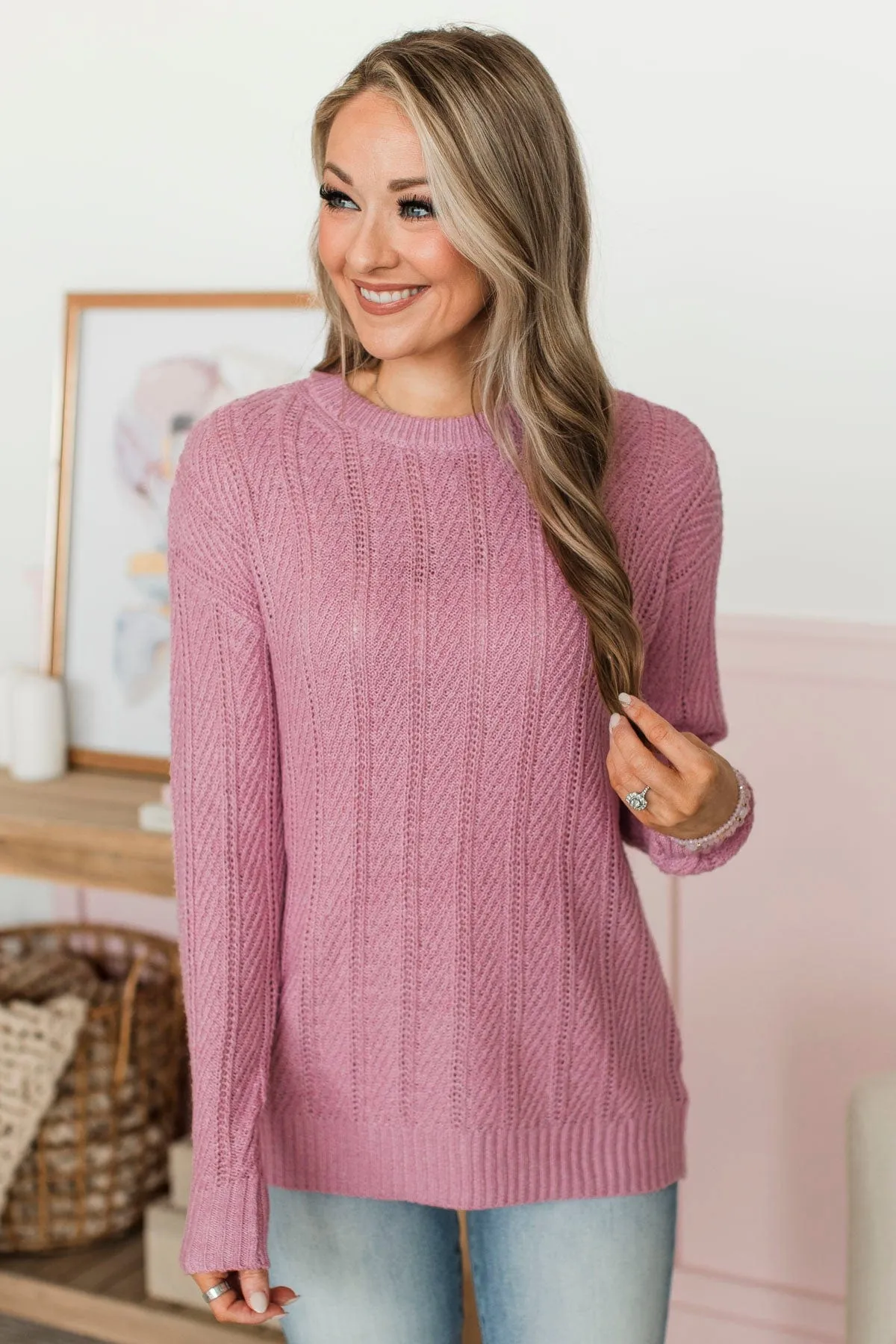 Pique Your Interest Knit Sweater- Pink