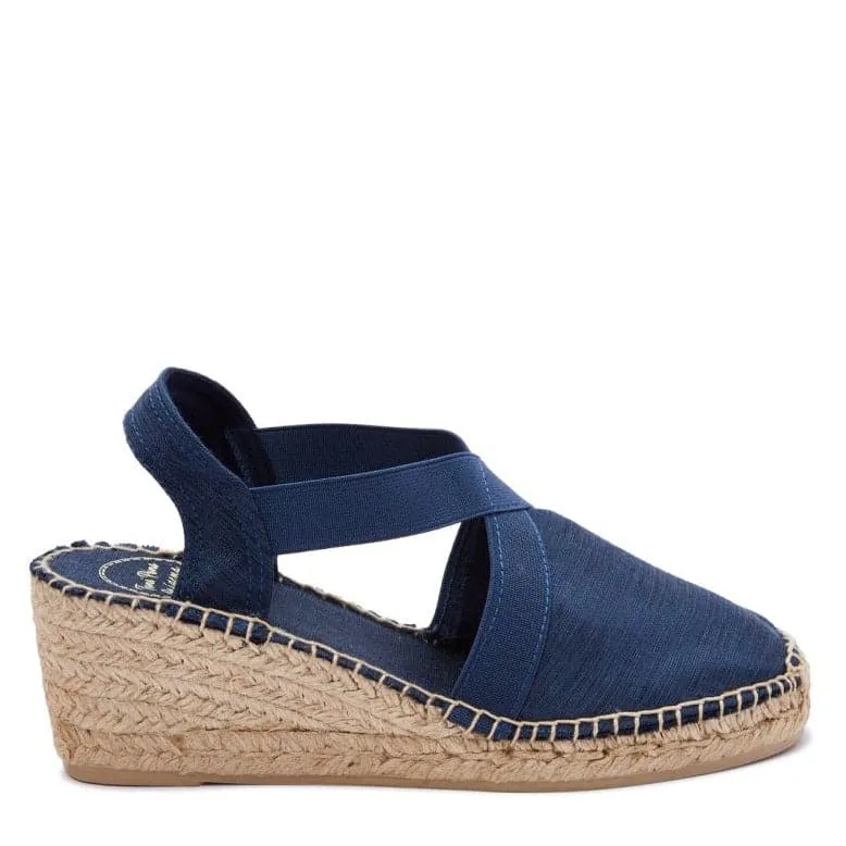 Plain Cotton Blend Wedge Espadrille for Women - Tabarca